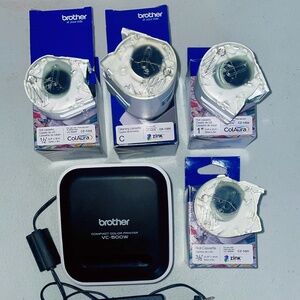 Brother compact color printer VC-500w 3+ roll cassettes included